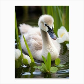 Swan In The Pond Canvas Print