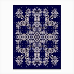 Imperial  Japanese Ornate Pattern Dark Blue And Grey Canvas Print