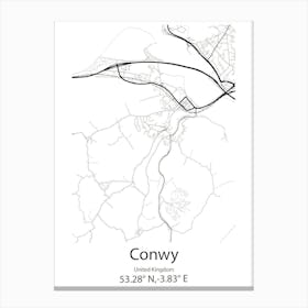 Conwy,United Kingdom Minimalist Map Canvas Print