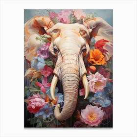 Elephant With Flowers 1 Canvas Print