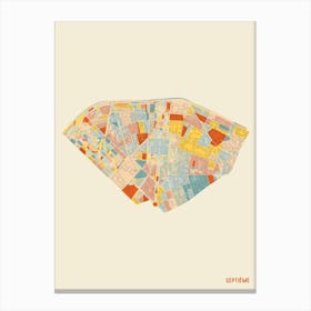 Paris France 7th Arrondissement Neighbourhood Map Canvas Print