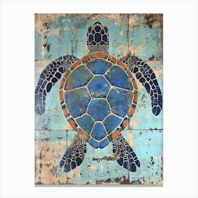 Blue Tiled Sea Turtle Canvas Print