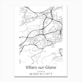 Villars Sur Glane,Switzerland Minimalist Map Canvas Print