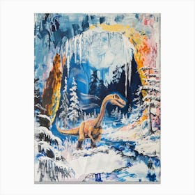 T Rex In Ice Cave Painting Canvas Print