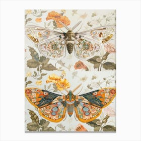 Textile Butterflies William Morris Style 2 Canvas Print