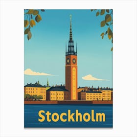 Aihrgdesign A Retro Travel Poster For Stockholm Featuring The 71a2f69c F791 42af 820e 0ab9b0d8fcf6 0 Canvas Print