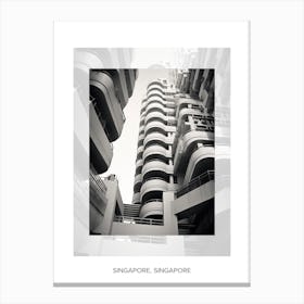 Poster Of Singapore, Singapore, Black And White Old Photo 1 Canvas Print