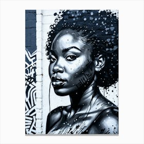 Graffiti Mural Of Beautiful Black Woman 211 Canvas Print