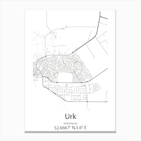 Urk,Netherlands Minimalist Map Canvas Print