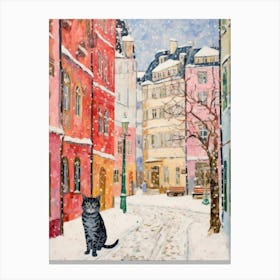 Cat In The Streets Of Vienna   Austria With Snow 2 Canvas Print