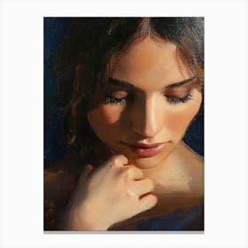 Woman With Her Eyes Closed Canvas Print