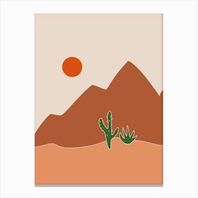 Mountains And Cactus Canvas Print