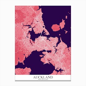 Auckland Pink Purple Map Canvas Print