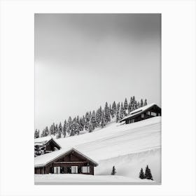 Serre Chevalier, France Black And White Skiing Poster Canvas Print