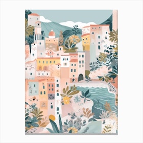 Amalfi Coast 2, Italy Illustration Canvas Print