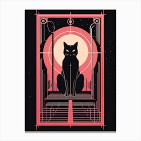 The Moon Tarot Card, Black Cat In Pink 2 Canvas Print