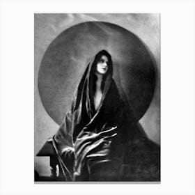 Witches Cloak Full Moon Circle - Famous Remastered Vintage Photography - Olive Thomas Seated Portrait by Maurice Goldberg 1919 Victorian Art Deco Witchy Attire Goddess Magick Dreamy High Definition Canvas Print