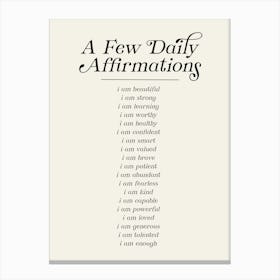 Daily Affirmations Canvas Print