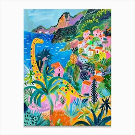 Dinosaur By The Amalfi Coast Painting 2 Canvas Print