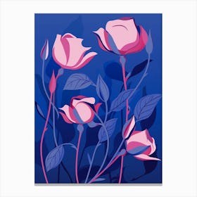 Blue Flower Illustration Rose 8 Canvas Print