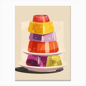 Stacked Jelly On A Plate Beige Illustration Canvas Print