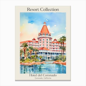 Poster Of Hotel Del Coronado   Coronado, California   Resort Collection Storybook Illustration 3 Canvas Print