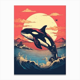 Orca Whale Screen Print Style  1 Canvas Print