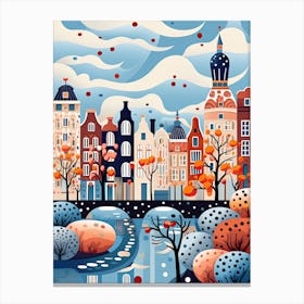 Amsterdam, Illustration In The Style Of Pop Art 1 Canvas Print