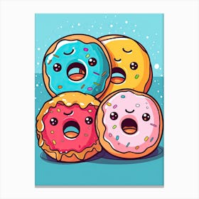 Kawaii Donuts Singing Canvas Print