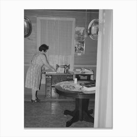 Farmer S Wife At Her Sewing Machine, Near Auburn, Placer County, California By Russell Lee Canvas Print