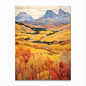 Autumn National Park Painting Torres Del Paine National Park Chile 1 Canvas Print