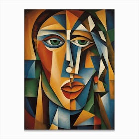 Colorful Cubism Female Portrait Picasso & Braque Inspired Art Canvas Print