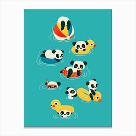 Tubing Pandas Canvas Print