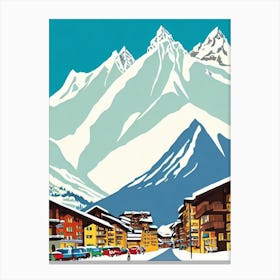Zermatt, Switzerland Midcentury Vintage Skiing Poster Canvas Print