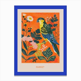 Spring Birds Poster Parrot Canvas Print