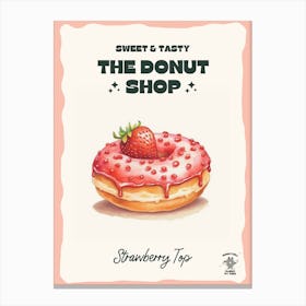 Strawberry Top Donut The Donut Shop 1 Canvas Print