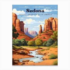 Sedona Arizona USA Mountain Travel Illustration Canvas Print