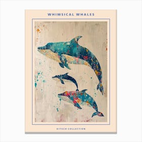 Whimsical Whales Brushstrokes Poster 2 Canvas Print