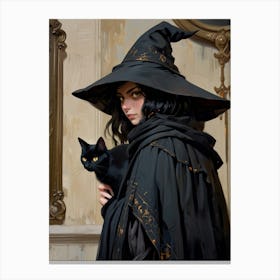 Witch And Cat 4 Canvas Print