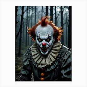 Eerie Echoes of the Painted Face Spooky Clown Canvas Print