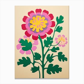 Cut Out Style Flower Art Scabiosa Canvas Print