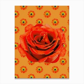 70s Rose Pattern Glitter Canvas Print