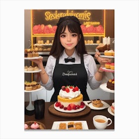 Girl In A Pastry Shop Canvas Print