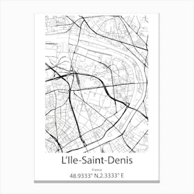 L Ile Saint Denis,France Minimalist Map Canvas Print