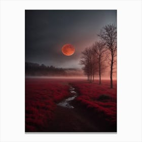 Red Moon In The Mist Canvas Print