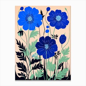 Blue Flower Illustration Love In A Mist Nigella 2 Canvas Print