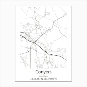 Conyers,United States Minimalist Map 1 Canvas Print