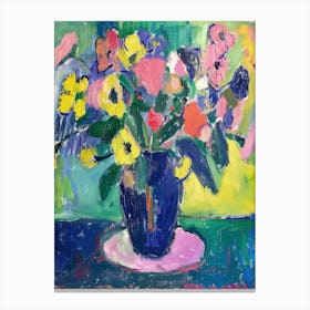 Flowers In A Blue Vase 1 Canvas Print