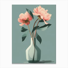 Peonies In A Vase Canvas Print