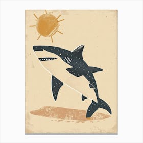 Shark & The Sun Muted Pastel Minimalist Canvas Print